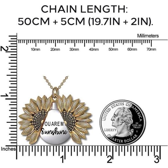 You are MySunshine Necklace-Sunflower NecklaceLocket with Engraved HiddenMessage - Picture 6 of 7